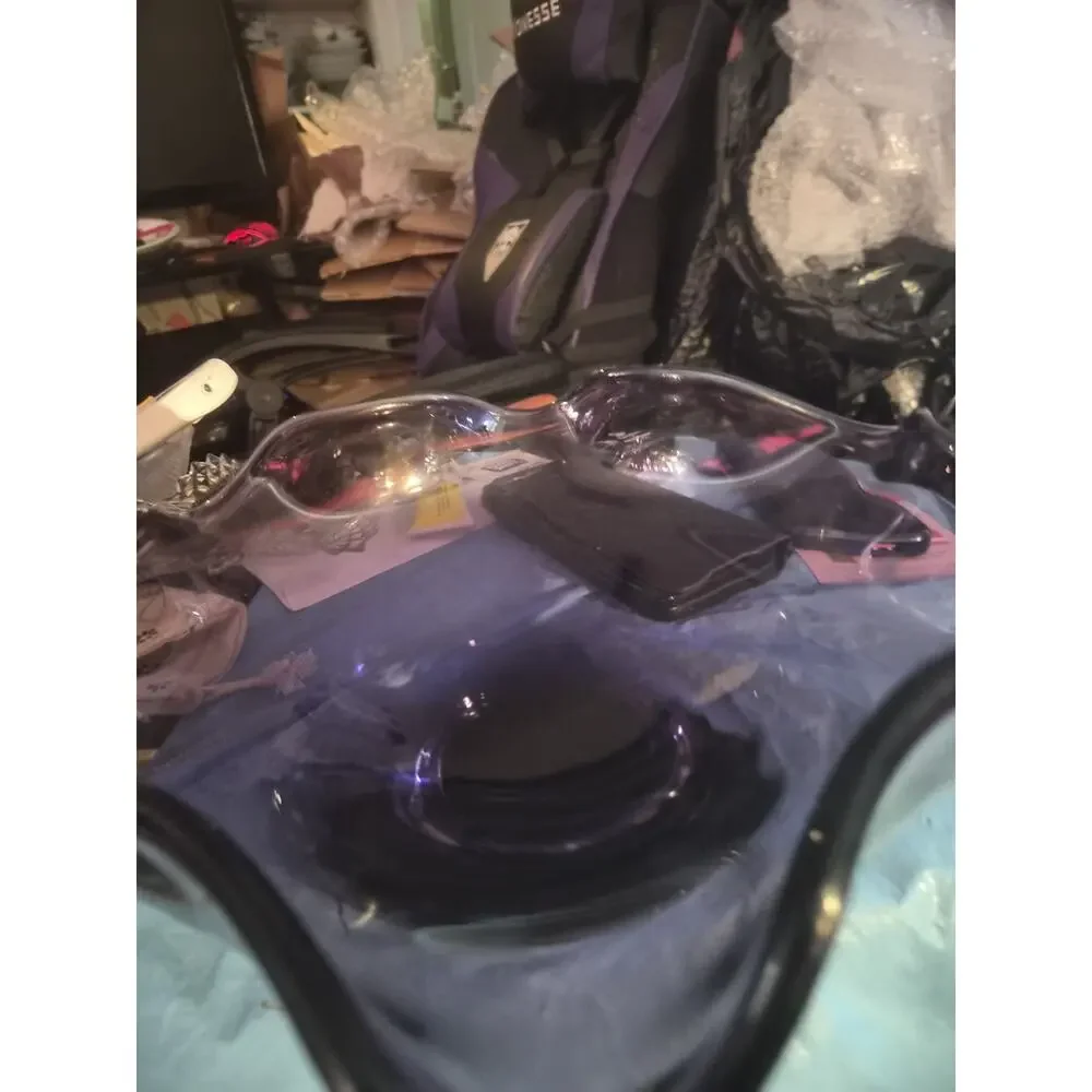 Vintage Lenox Amethyst Crystal purple Art Glass Wave Ruffled Bowl And Has...
